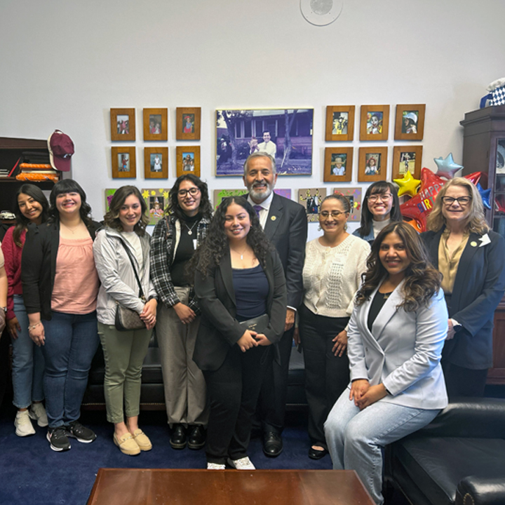 Dean Janis McKay, Professor Dominika Bukalova, and SDSU Public Affairs students meeting with Congressman Juan Vargas